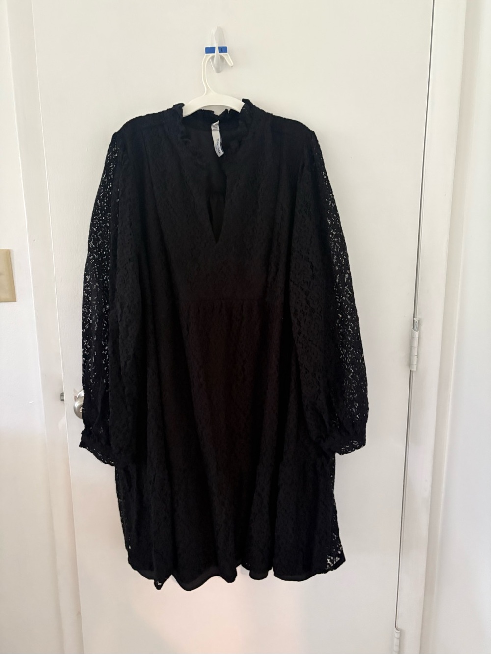 torrid Black Lace Long-Sleeve V-Neck Mini Dress
